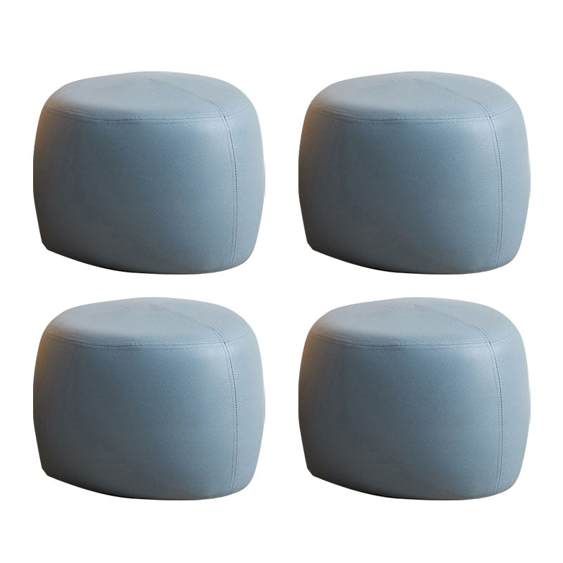 Modern Pouf Ottoman Faux Leather Upholstered Solid Color Triangle Shape Ottoman