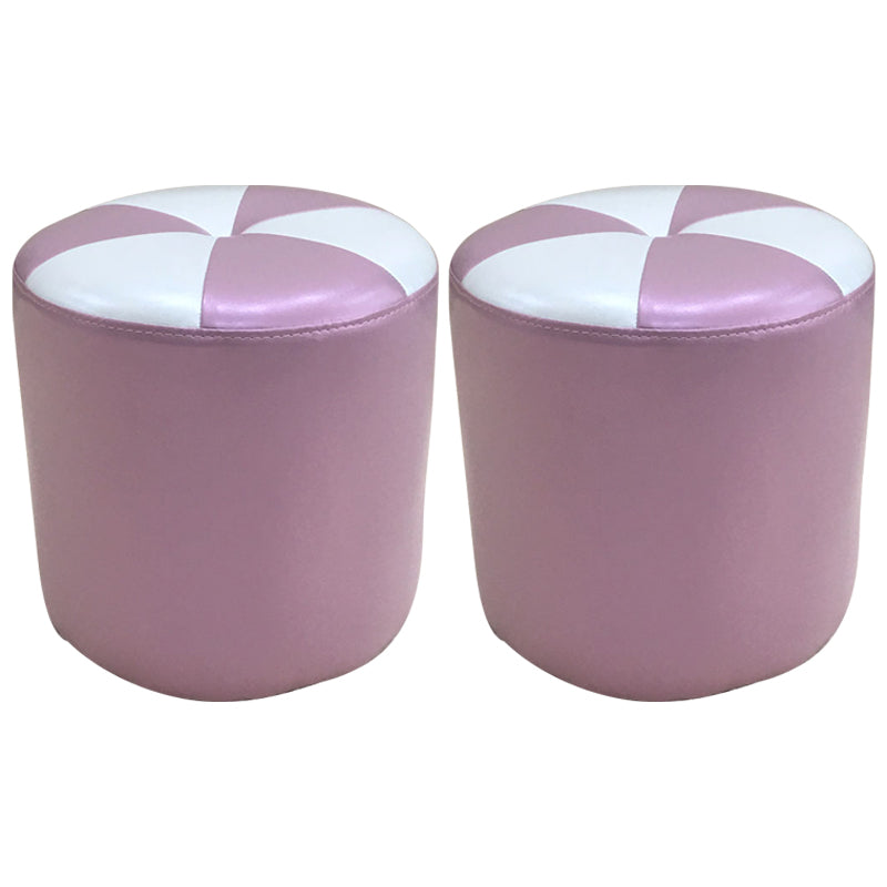 Purple Modern Round Pouf Stain Resistant Color Piece Pouf for Living Room
