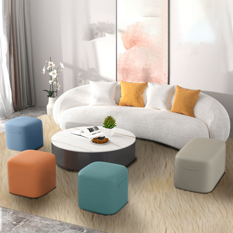 Orange Modern Pouf Square Stain Resistant Pouf for Home Decor