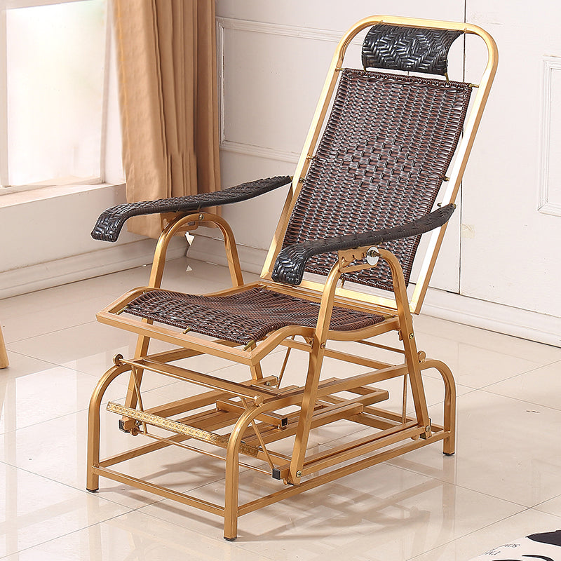 Modern Rocker Wicker Woven Rope Foldable Weather-Resistant Recliner Chair
