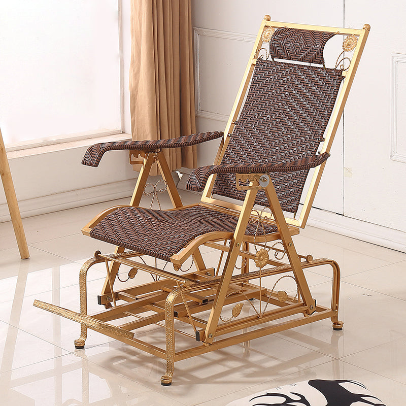Modern Rocker Wicker Woven Rope Foldable Weather-Resistant Recliner Chair
