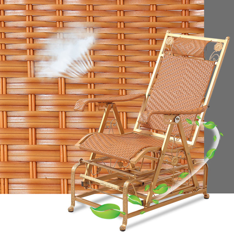 Modern Rocker Wicker Woven Rope Foldable Weather-Resistant Recliner Chair