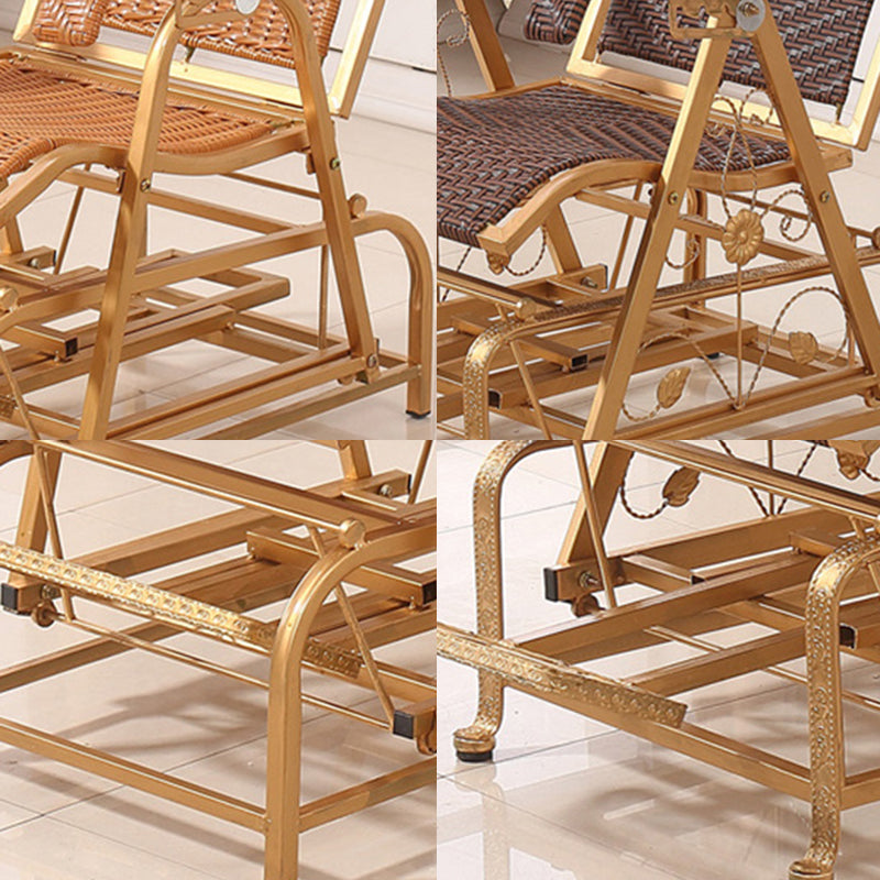 Modern Rocker Wicker Woven Rope Foldable Weather-Resistant Recliner Chair