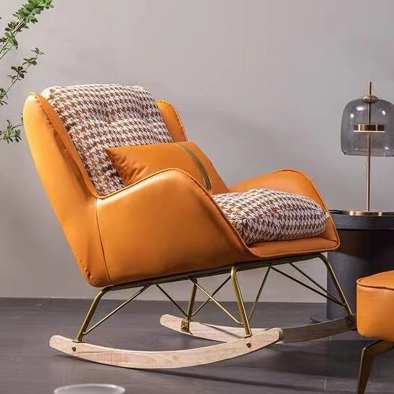 Magnificent Leather Rocking Chair Removable Cushions Rocker Chair with Pillow