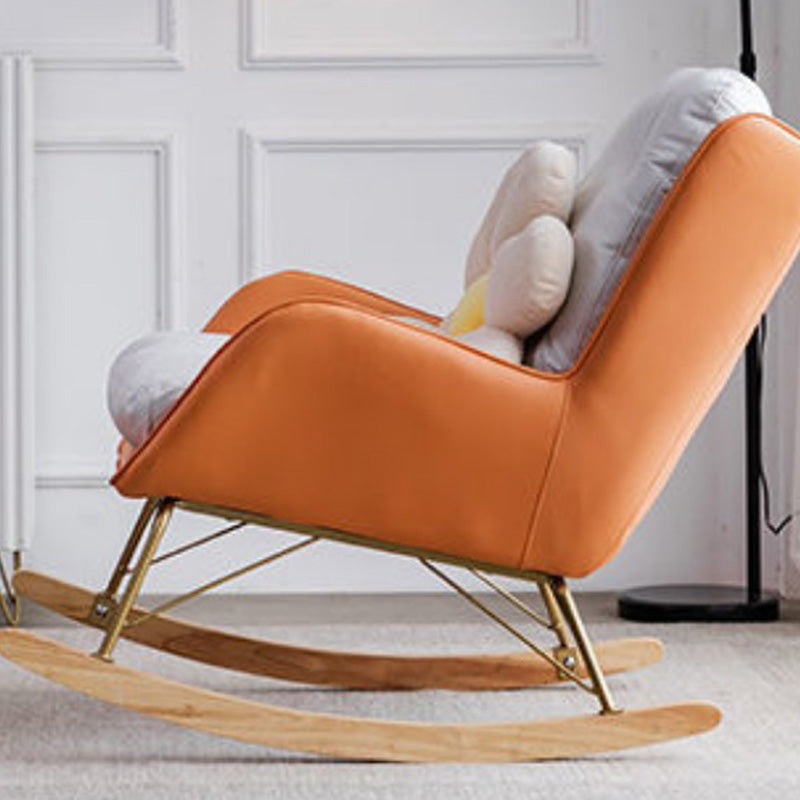 Magnificent Leather Rocking Chair Removable Cushions Rocker Chair with Pillow