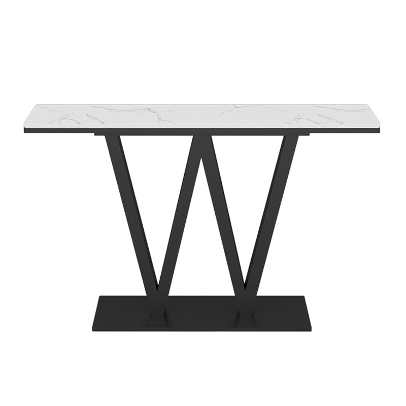 Contemporary Iron Console Sofa Table Rectangle Marble Console Accent Table for Hall
