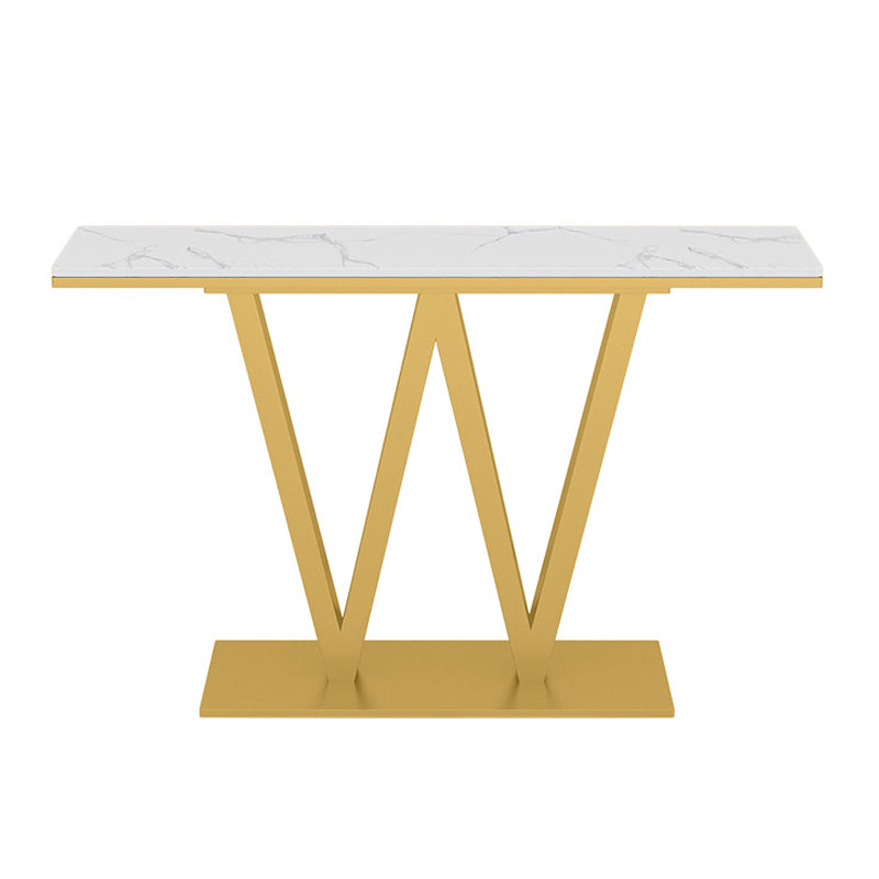 Contemporary Iron Console Sofa Table Rectangle Marble Console Accent Table for Hall