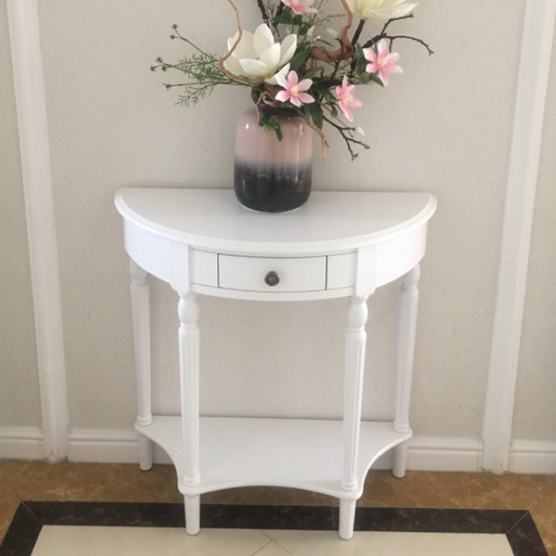 Storage Half Moon Console Table Wood Mid-Century Modern End Table