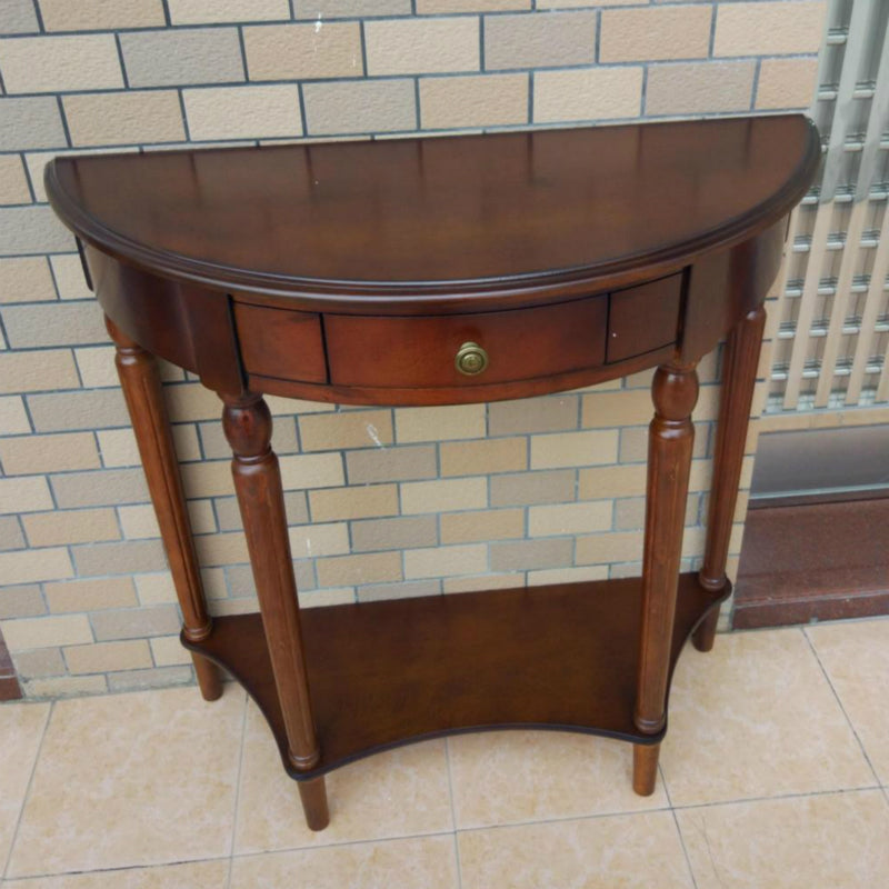Storage Half Moon Console Table Wood Mid-Century Modern End Table