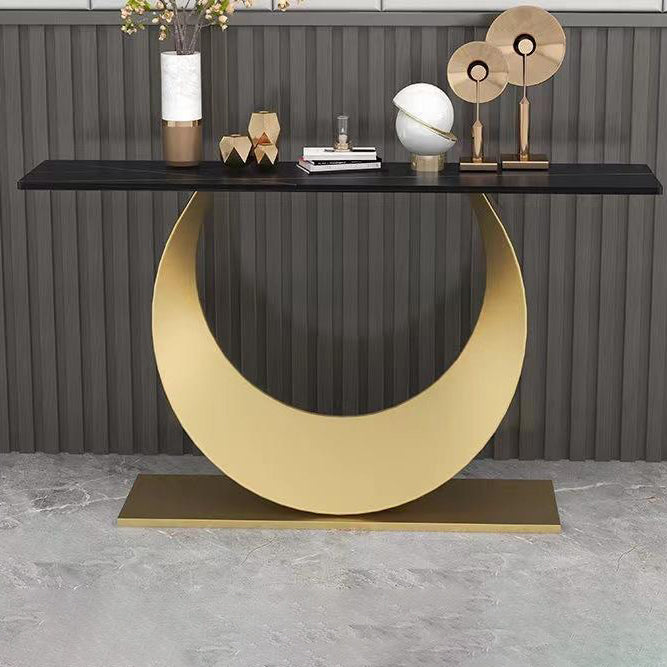 Glam Stone Console Accent Table Rectangle End Table for Hall