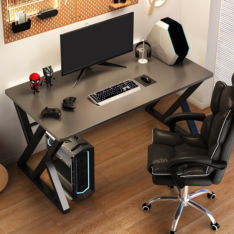 Steel and Artificial Wood Office Desk Rectangular Computer Desk with Cable Management