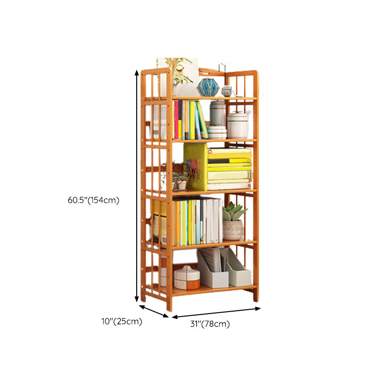 Modern Bamboo Floor Shelf Bookcase Open Etagere Bookshelf for Study Room