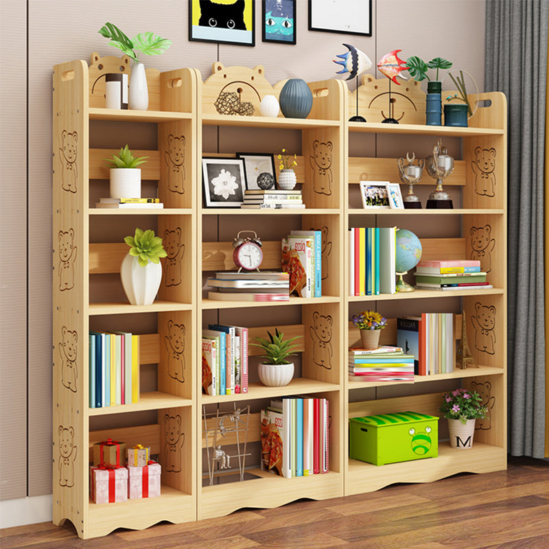 Modern Vertical Wooden Shelf Bookcase Shelves Included Natural Bookshelf for Home