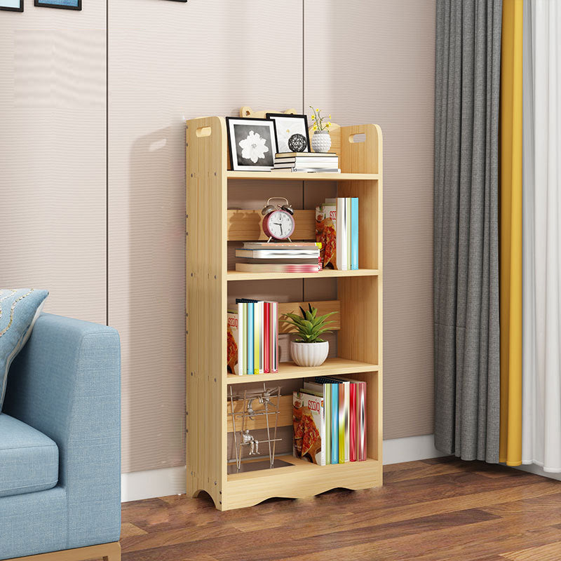 Modern Vertical Wooden Shelf Bookcase Shelves Included Natural Bookshelf for Home