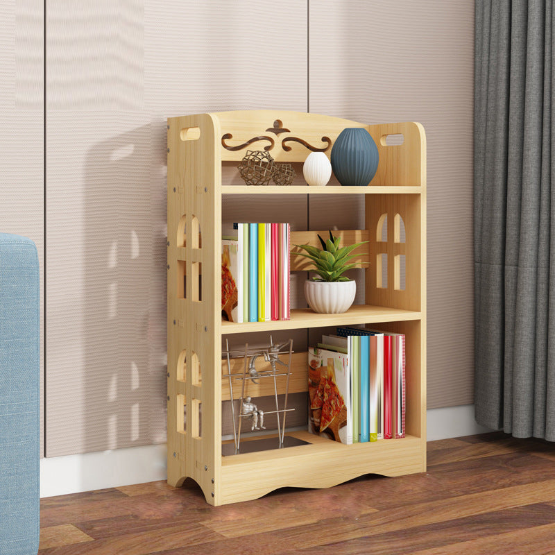 Modern Vertical Wooden Shelf Bookcase Shelves Included Natural Bookshelf for Home