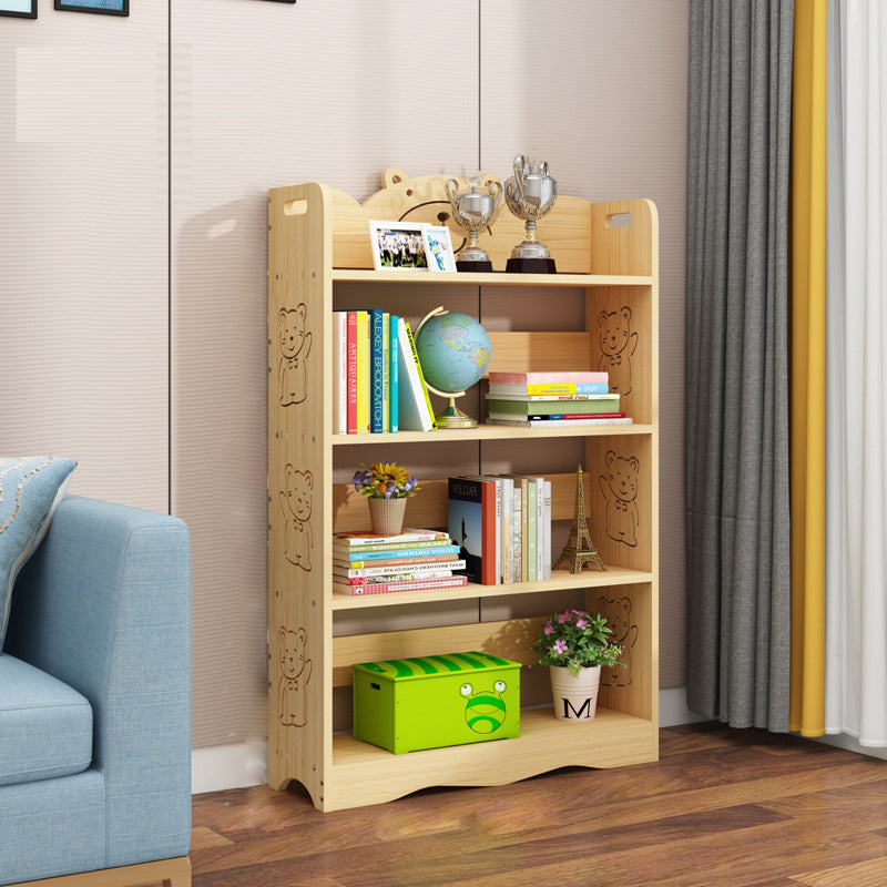 Modern Vertical Wooden Shelf Bookcase Shelves Included Natural Bookshelf for Home