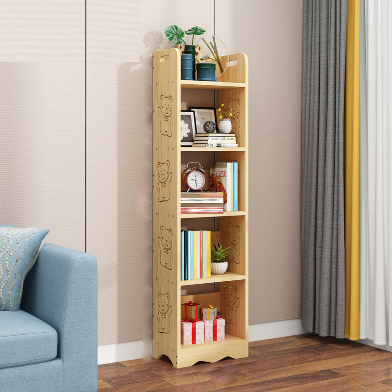 Modern Vertical Wooden Shelf Bookcase Shelves Included Natural Bookshelf for Home
