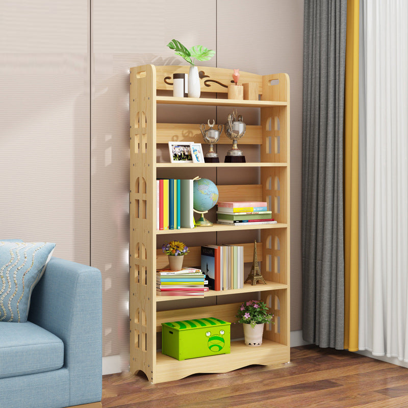 Modern Vertical Wooden Shelf Bookcase Shelves Included Natural Bookshelf for Home