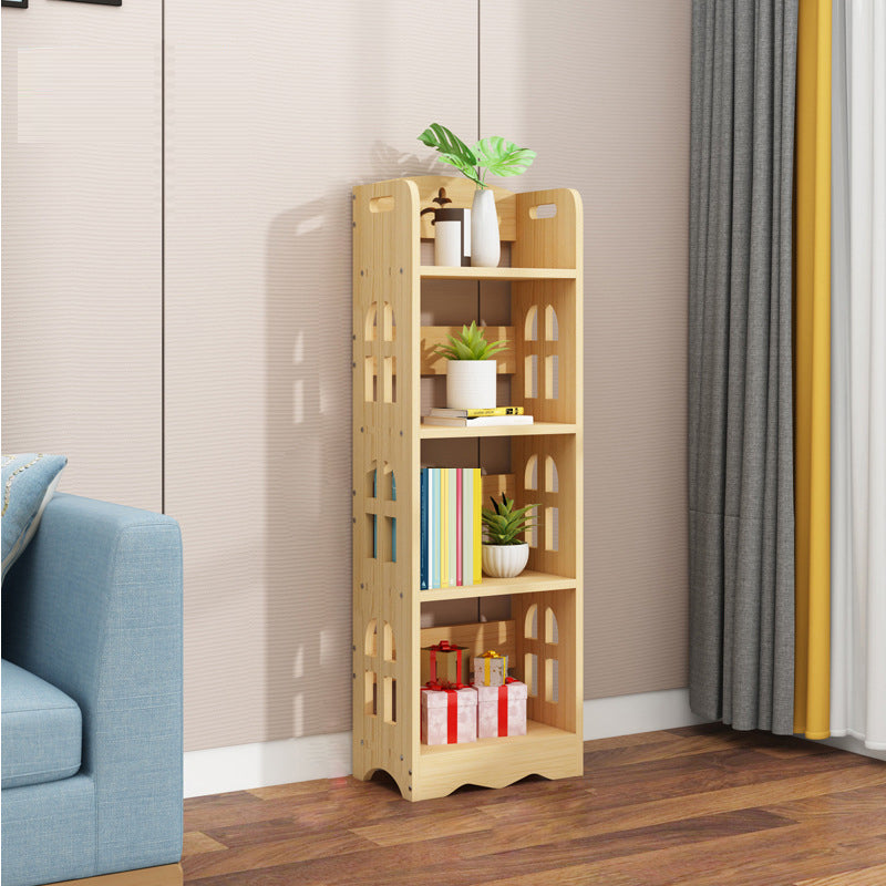 Modern Vertical Wooden Shelf Bookcase Shelves Included Natural Bookshelf for Home