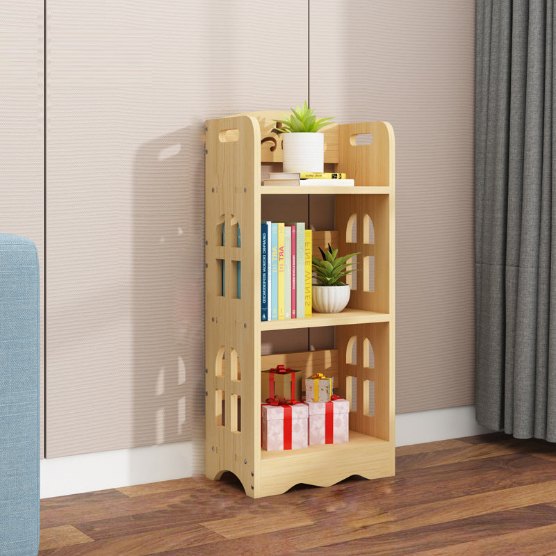 Modern Vertical Wooden Shelf Bookcase Shelves Included Natural Bookshelf for Home