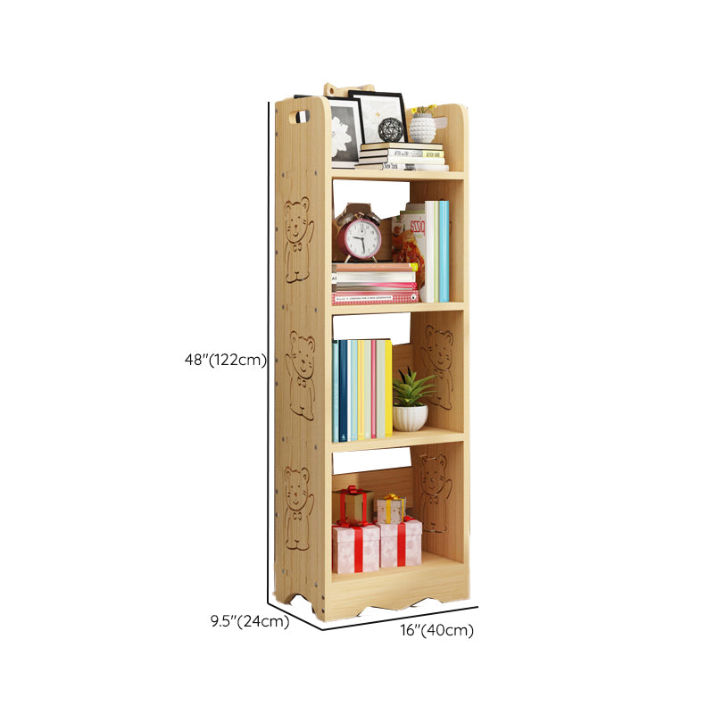 Modern Vertical Wooden Shelf Bookcase Shelves Included Natural Bookshelf for Home