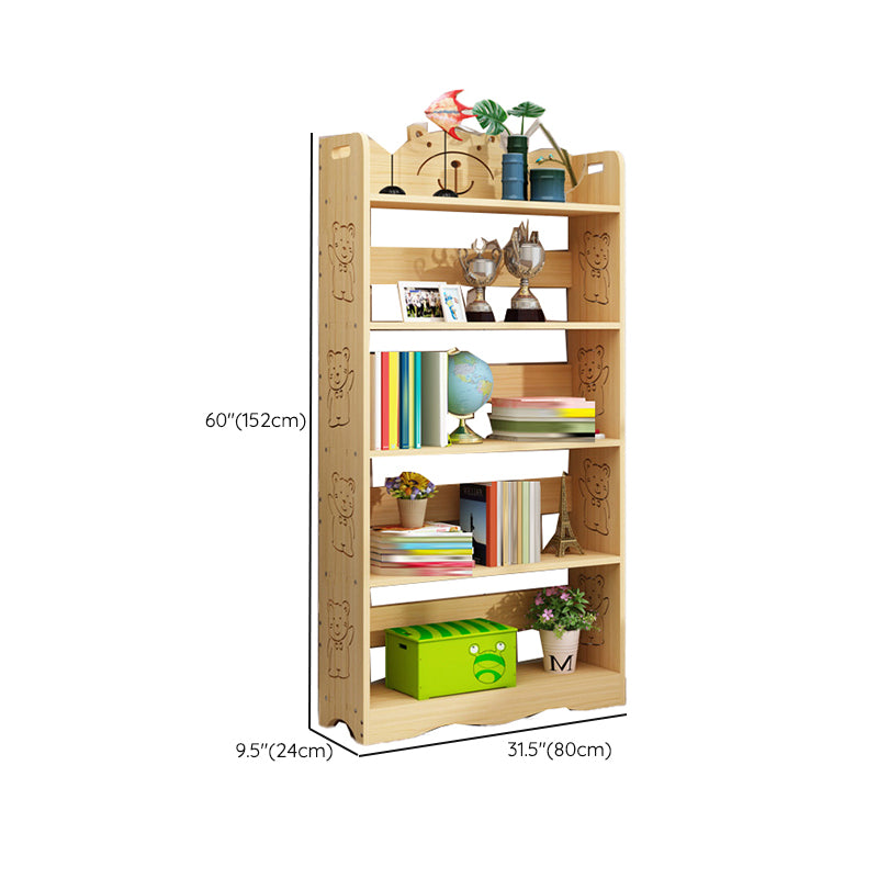 Modern Vertical Wooden Shelf Bookcase Shelves Included Natural Bookshelf for Home