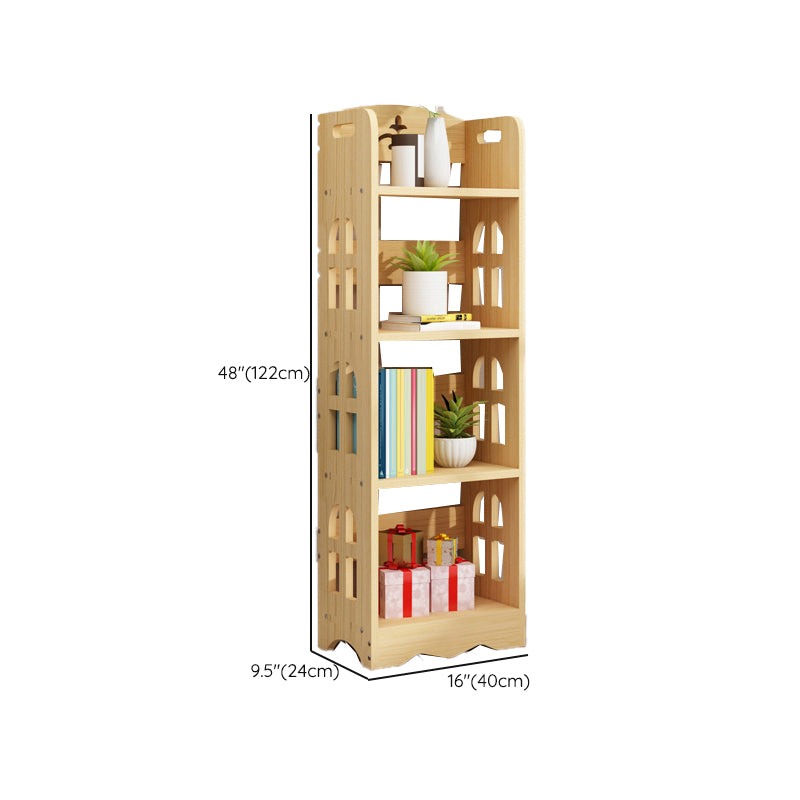 Modern Vertical Wooden Shelf Bookcase Shelves Included Natural Bookshelf for Home