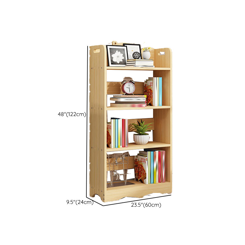 Modern Vertical Wooden Shelf Bookcase Shelves Included Natural Bookshelf for Home