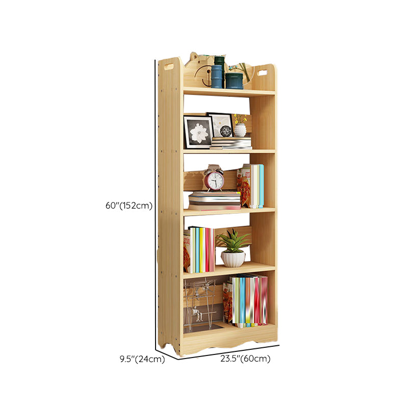 Modern Vertical Wooden Shelf Bookcase Shelves Included Natural Bookshelf for Home