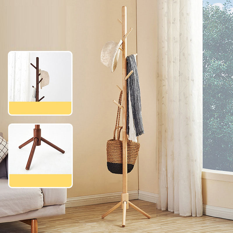 68" Scandinavian Hall Tree Free Standing Solid Wood Coat Rack