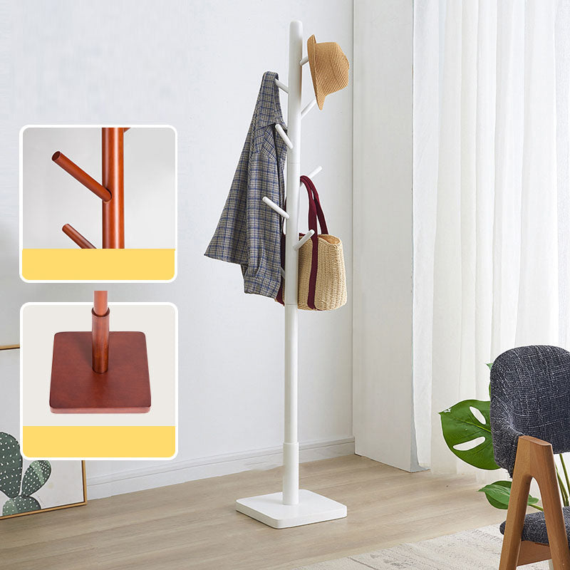 68" Scandinavian Hall Tree Free Standing Solid Wood Coat Rack