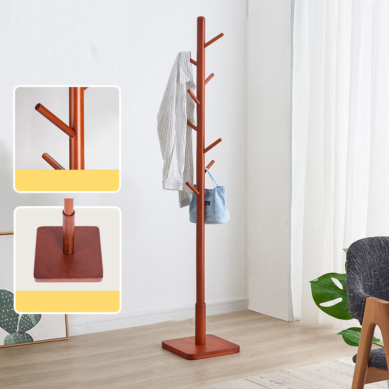 68" Scandinavian Hall Tree Free Standing Solid Wood Coat Rack