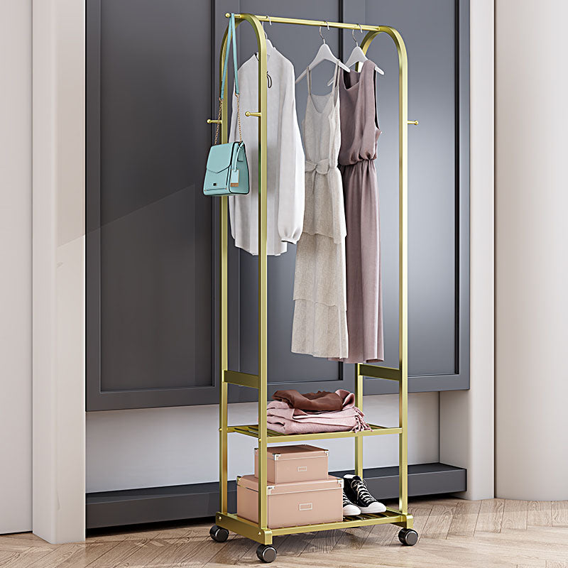 Contemporary Free Standing Coat Rack Storage Shelves Metal Coat Rack with Castors