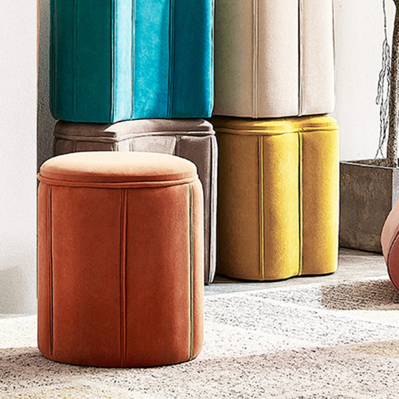 Modern Round Pouf Pure Color Tear Resistant Pouf for Drawing Room