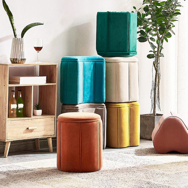 Modern Round Pouf Pure Color Tear Resistant Pouf for Drawing Room