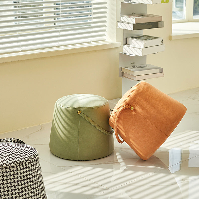 Orange Modern Pouf Tear Resistant Pure Color Pouf for Living Room