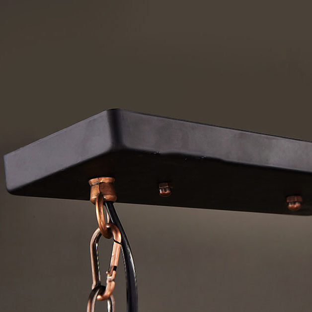 Rectangular Shape Pendant Light Industrial Style Wood 3 Lights Pendant Light in Brown