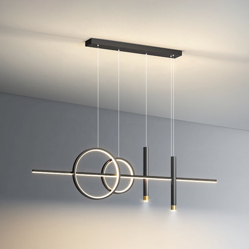 5-Light Contemporary Black/Golden Kitchen Island Lighting LED Metal Ceiling Light