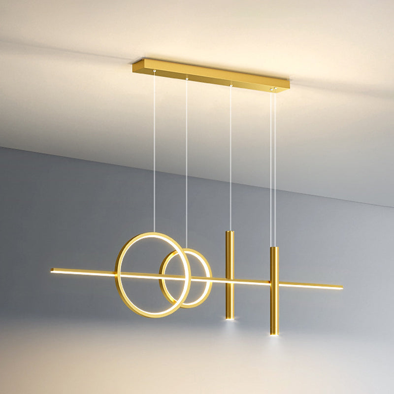 5-Light Contemporary Black/Golden Kitchen Island Lighting LED Metal Ceiling Light