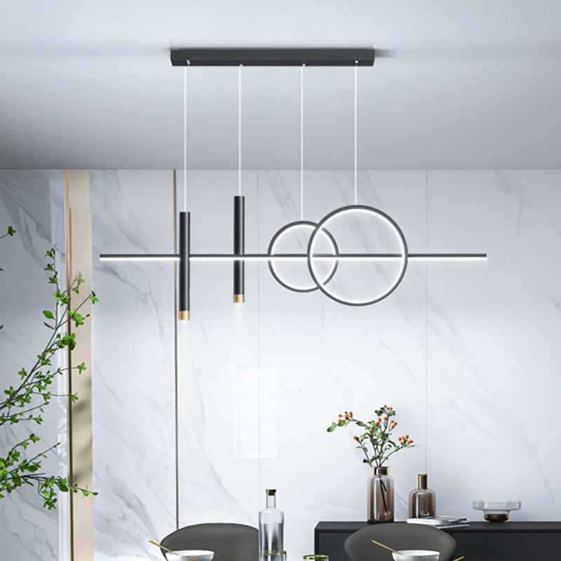 5-Light Contemporary Black/Golden Kitchen Island Lighting LED Metal Ceiling Light