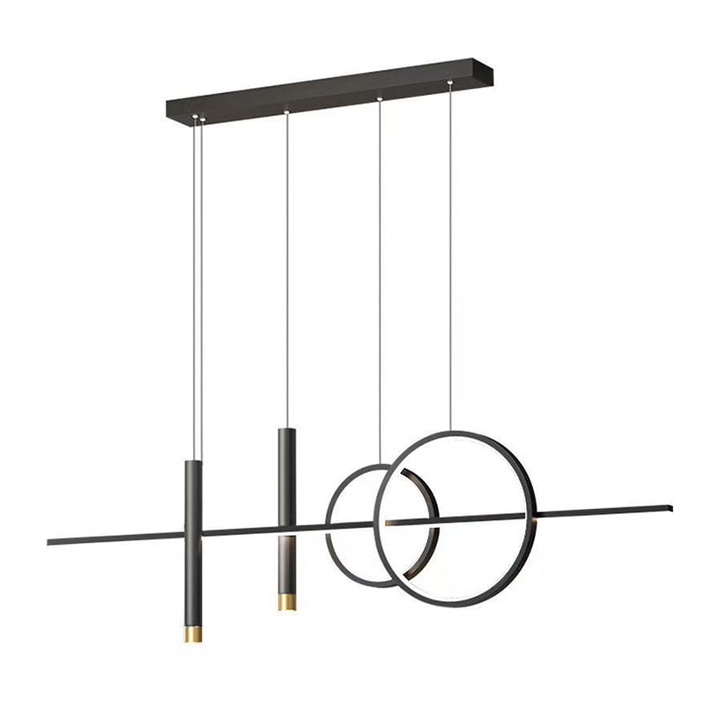 5-Light Contemporary Black/Golden Kitchen Island Lighting LED Metal Ceiling Light