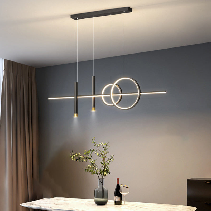 5-Light Contemporary Black/Golden Kitchen Island Lighting LED Metal Ceiling Light