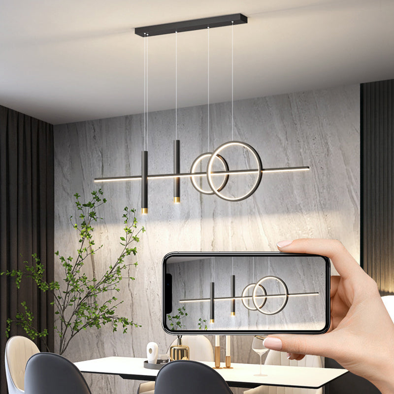 5-Light Contemporary Black/Golden Kitchen Island Lighting LED Metal Ceiling Light