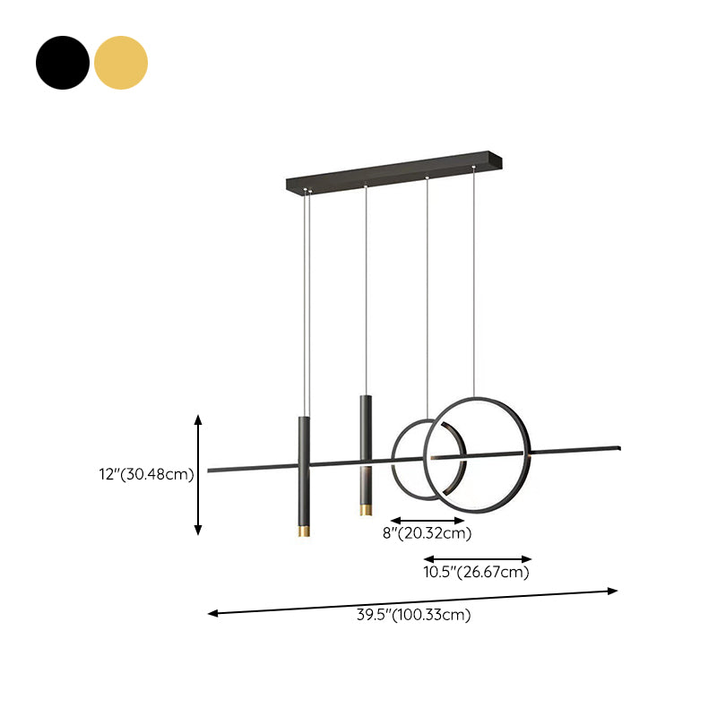 5-Light Contemporary Black/Golden Kitchen Island Lighting LED Metal Ceiling Light