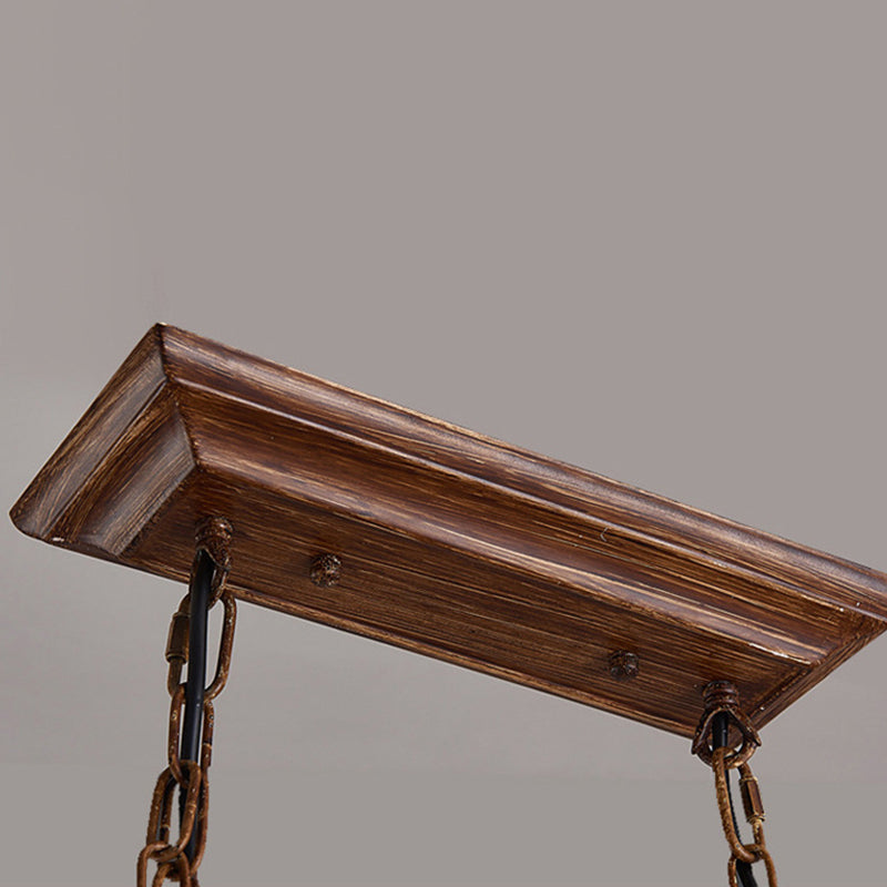2 - Light Kitchen Island Light Wood & Dome Glass Shade Ceiling Pendant with Antlers Accent