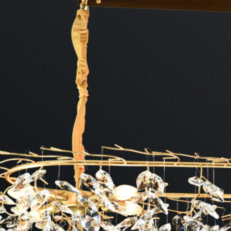 Crystal 4 / 8 - Light Kitchen Island in Gold and Clear Minimalist Ceiling Pendant Lighting