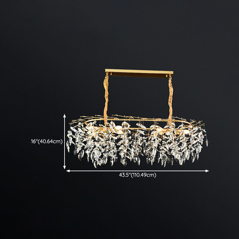 Crystal 4 / 8 - Light Kitchen Island in Gold and Clear Minimalist Ceiling Pendant Lighting