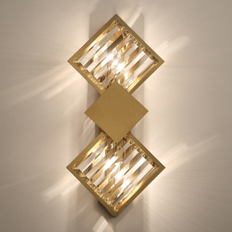 2-Light Geometric Wall Light Fixture Modern Crystal Wall Sconce Light