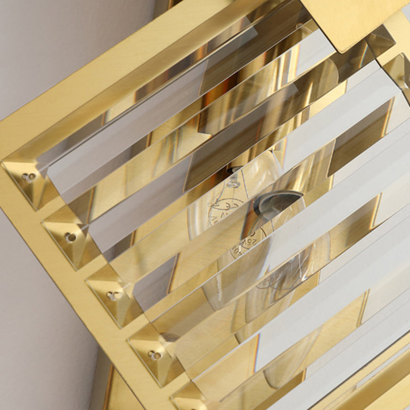 2-Light Geometric Wall Light Fixture Modern Crystal Wall Sconce Light