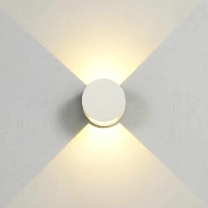 Circular Shape Wall Light Modern Style Metal 2 Lights Sconce in Black/White
